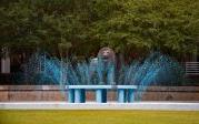 Dyeing the water blue at the Monarch fountain is a 同学会 tradition. Photo Chuck Thomas/ODU